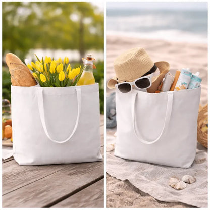 Minimal Everyday Large Tote Bag with Zipper - White Pebble